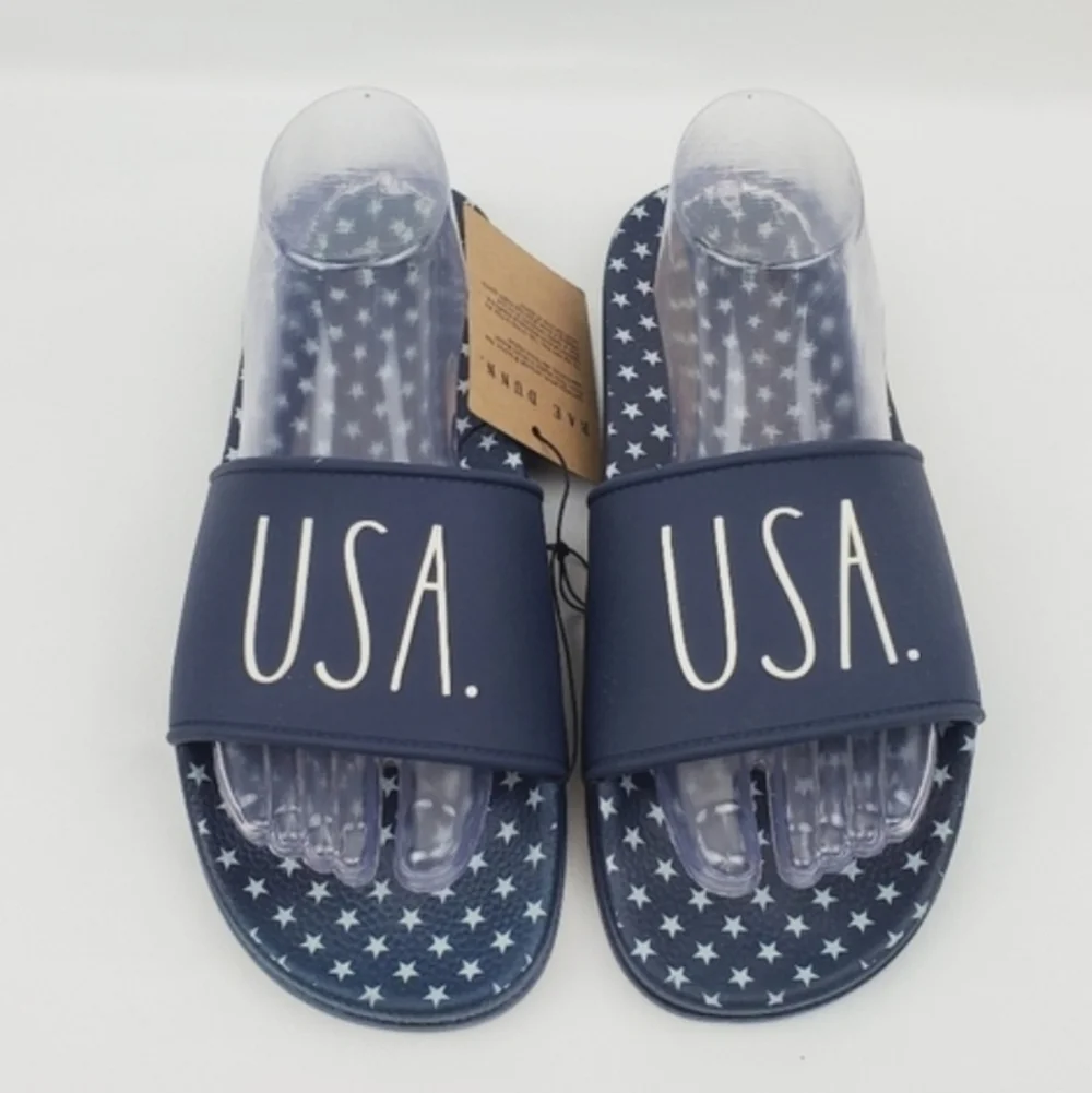 Rae Dunn USA star slide Sandals size 8
